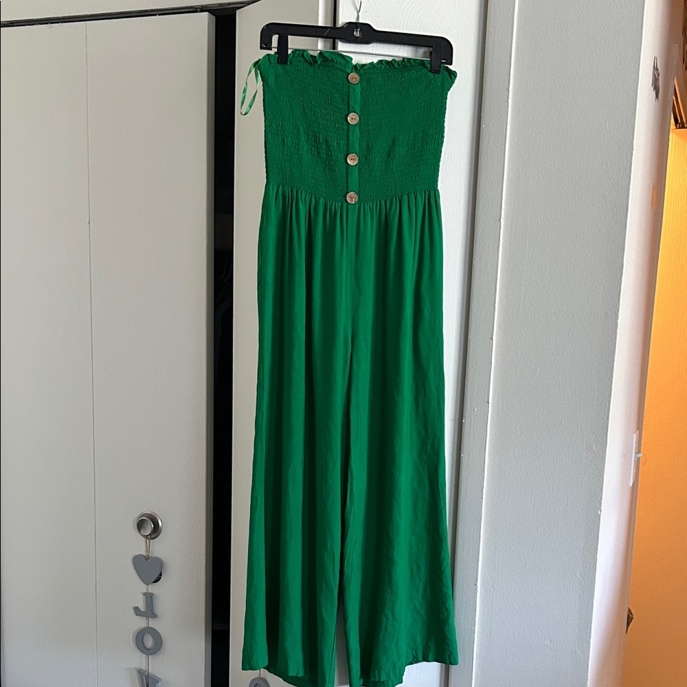 Green Strapless Jumpsuit